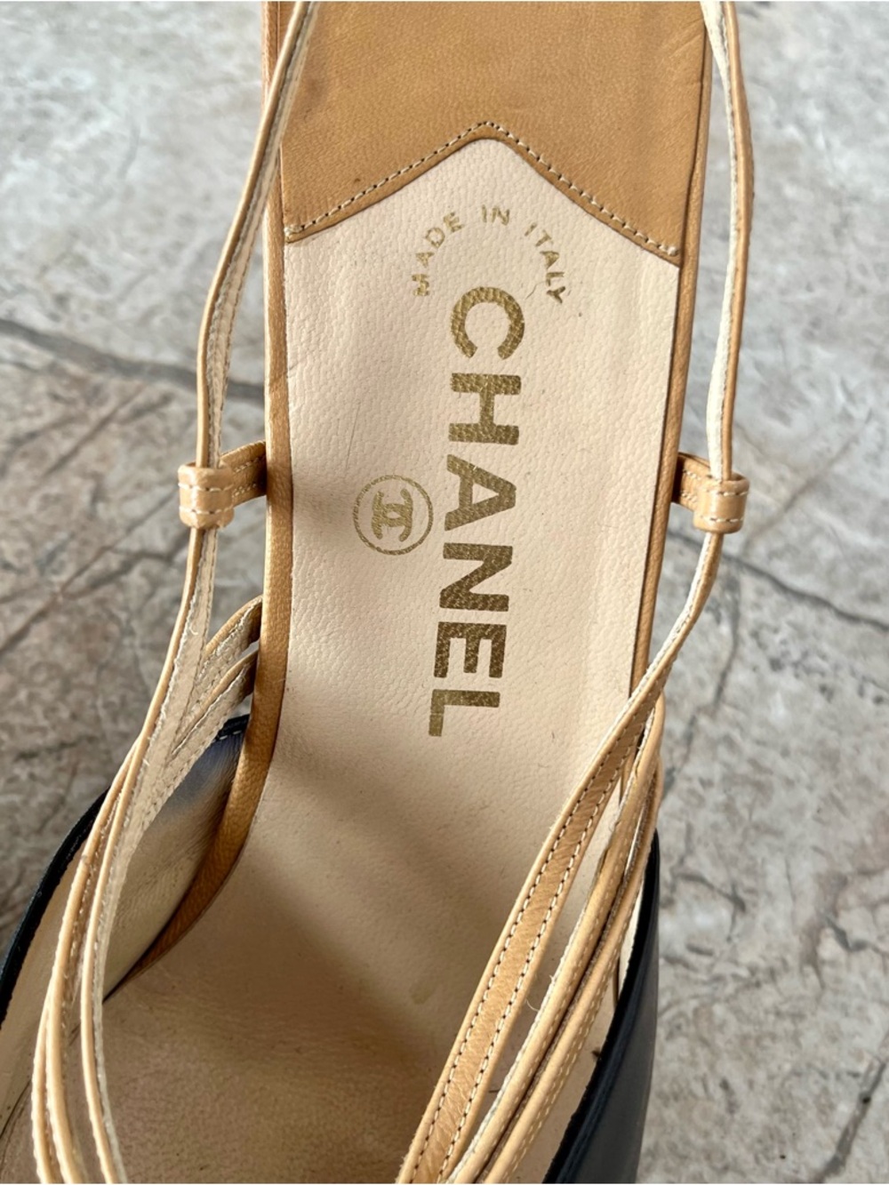 Chanel Fall 2000 Two-Tone Multi-Strap Comma Heel Slingbacks - Picture 6 of 13